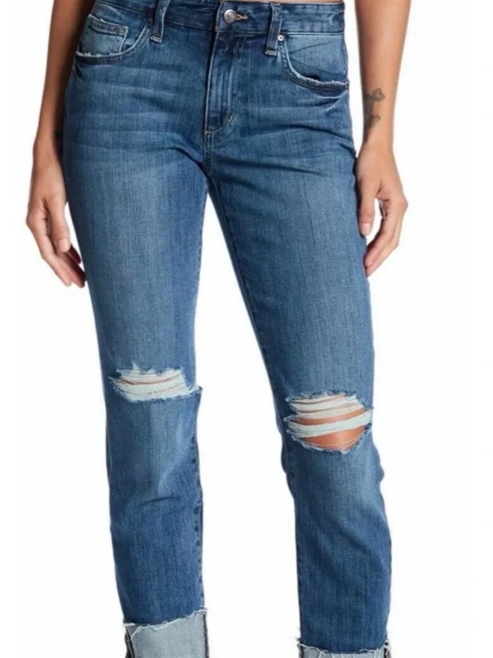 Joe's Jeans Blue Billie Ankle Distressed Straight Leg Denim
